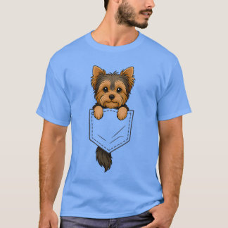 Camiseta Yorkshire Terrier engraçado espiando da bolsa Cach