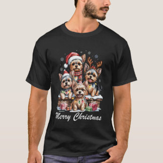 Camiseta Yorkshire Terrier Feliz Natal Cachorro Yorkie Engr
