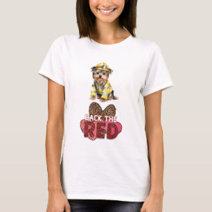 Camiseta Yorkshire Terrier Firefighter Back The Red