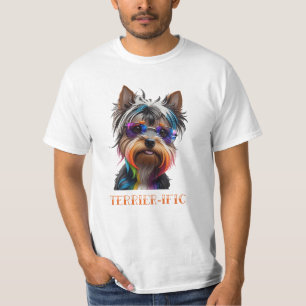 Camiseta Yorkshire Terrier Fofo Usando Óculos de Sol