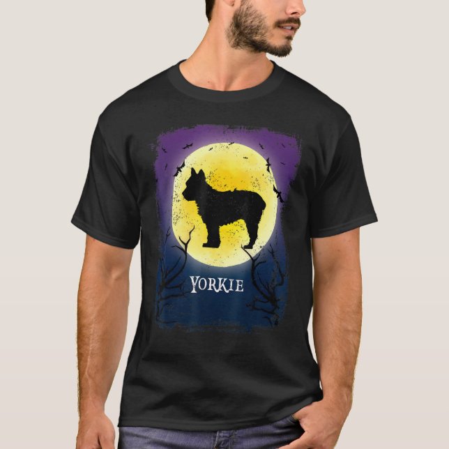 Camiseta Yorkshire Terrier Full Moon Dog Silhouter H (Frente)
