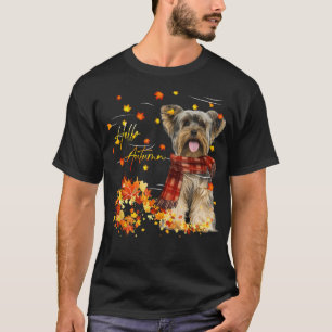 Camiseta Yorkshire Terrier Hello Autumn For Dog Lover Obrig