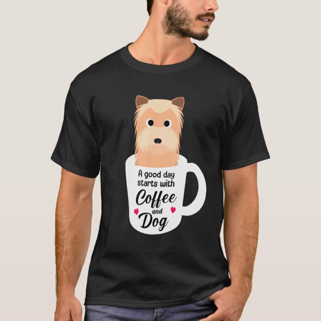 Camiseta Yorkshire Terrier Humorous Coffee (Frente)