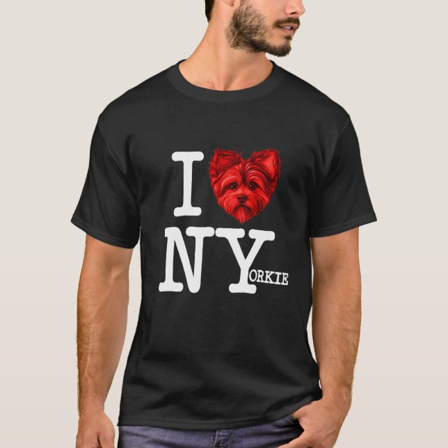 Camiseta Yorkshire Terrier   I Heart New Yorkie Pun Parody (Frente)