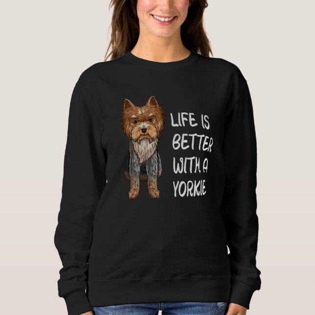 Camiseta Yorkshire Terrier Life É Melhor Com Yorkie (Frente)