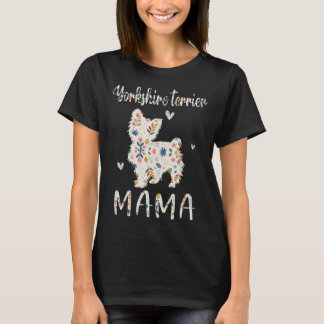 Camiseta Yorkshire Terrier Mama Cachorro Floral Amor