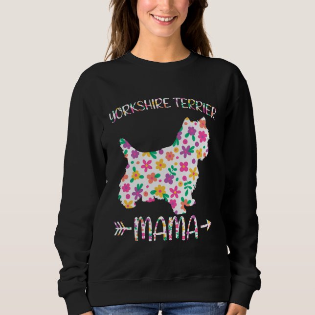 Camiseta Yorkshire Terrier Mama Floral Dog Mom Mothers Day (Frente)