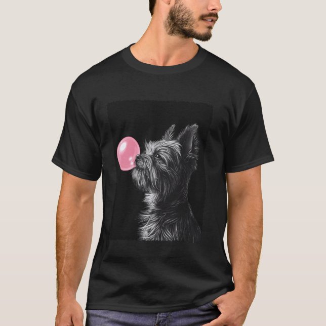 Camiseta Yorkshire Terrier Mastigando Chiclete Rosa (Frente)