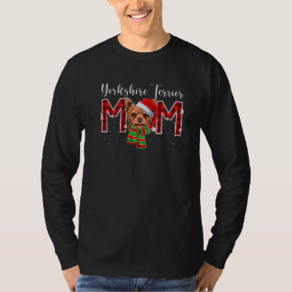 Camiseta Yorkshire Terrier Mom Santa Plaid Dog Mom  Christm