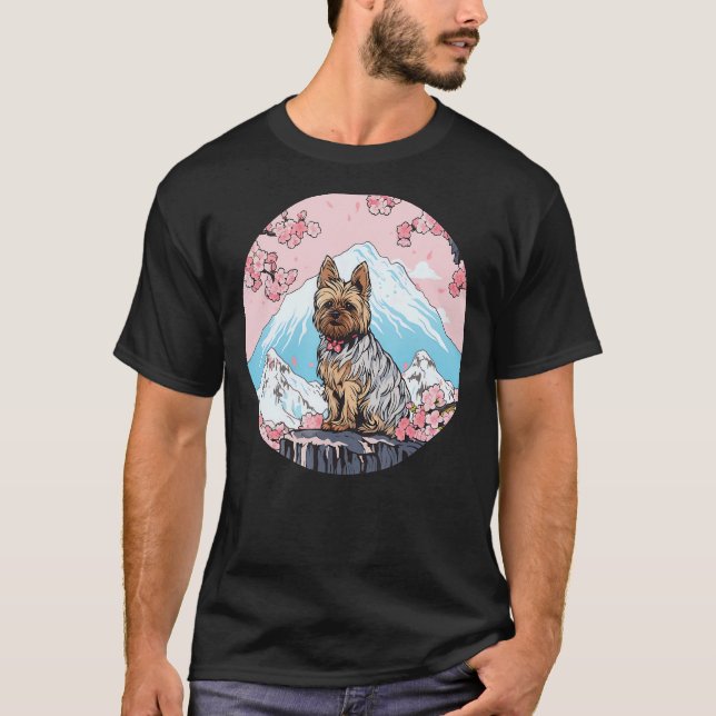 Camiseta Yorkshire Terrier Monte Fuji Funny Dog Landmark (Frente)