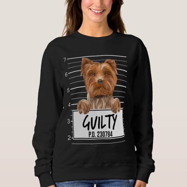 Camiseta Yorkshire Terrier Mugshot Guilty Dog (Frente)