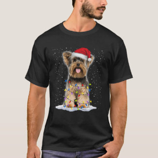Camiseta Yorkshire terrier Papais noeis Árvore de Natal Luz