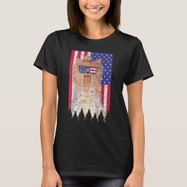 Camiseta Yorkshire Terrier Patriotic Dog Usa Pride American (Frente)