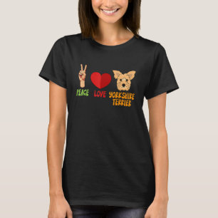 Camiseta Yorkshire Terrier Peace Love Unity Hearce Truce Pe