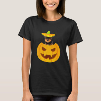 Camiseta Yorkshire Terrier Purgando De Jack O Lantern