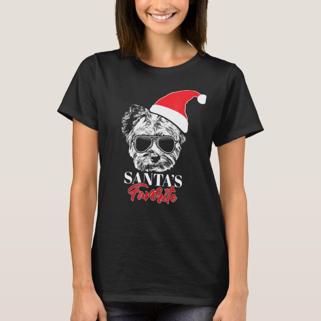 Camiseta Yorkshire Terrier Santas Favorito Natal (Frente)