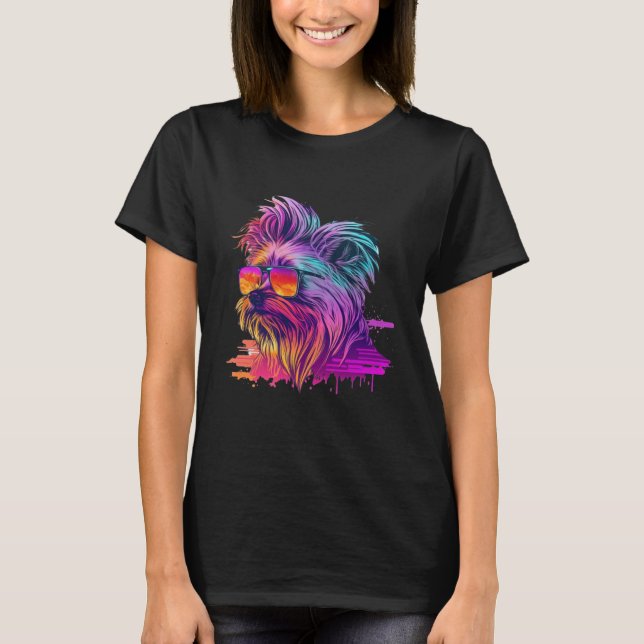 Camiseta Yorkshire Terrier Synthwave 80s Retrowave Aestheti (Frente)