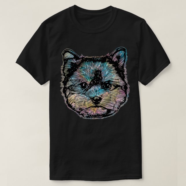 Camiseta Yorkshire Terrier Tie Dye (Frente do Design)