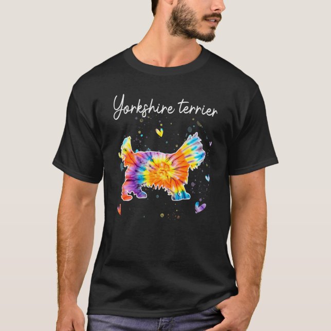 Camiseta Yorkshire Terrier Tie Dye Rainbow Dog (Frente)
