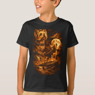 Camiseta Yorkshire Terrier Uivando Lua Yorkie Cachorro Fant