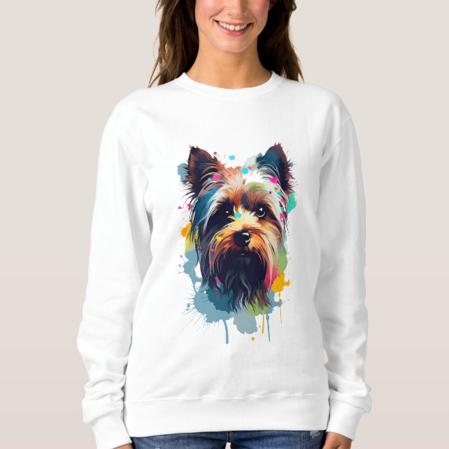 Camiseta Yorkshire Terrier Vibrant e Colorful (Frente)