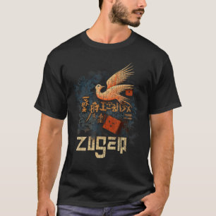 Camiseta Yosegi Zaiku Bird e Dice Desenho de Arte da Madeir
