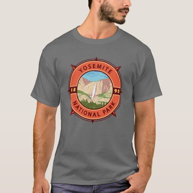 Camiseta Yosemite National Park Retro Compass Emblem (Frente)