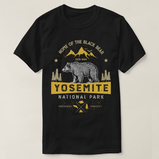 Camiseta Yosemite National Park T shirt California Bear Vin (Frente do Design)
