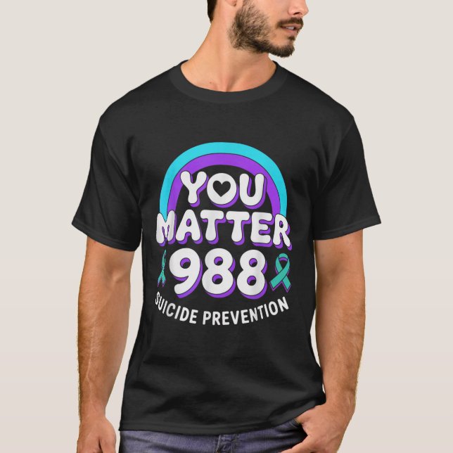 Camiseta You 988 Suicide Prevention Awareness Rainbow Ribbo (Frente)