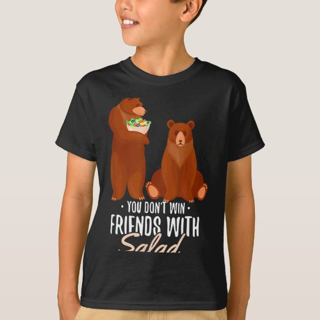 Camiseta You Dont Win Friends With Salad Funny Vegan Bear S (Frente)
