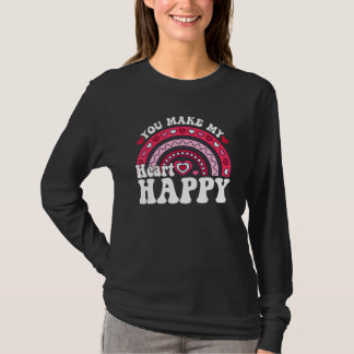 Camiseta You Make My Heart Happy Rainbow Heart Valentine Me
