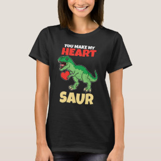Camiseta You Make My Heart Saur Valentines Day Dinosaur R