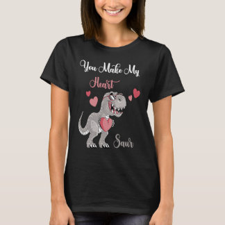 Camiseta You Make My Heart Saur Valentines Day rex Date Nig