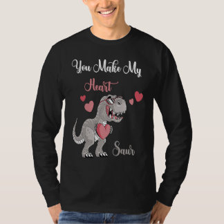 Camiseta You Make My Heart Saur Valentines Day rex Date Nig