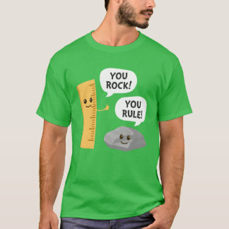 Camiseta You Rock You Rule Funny School Pun Ruler and Rock