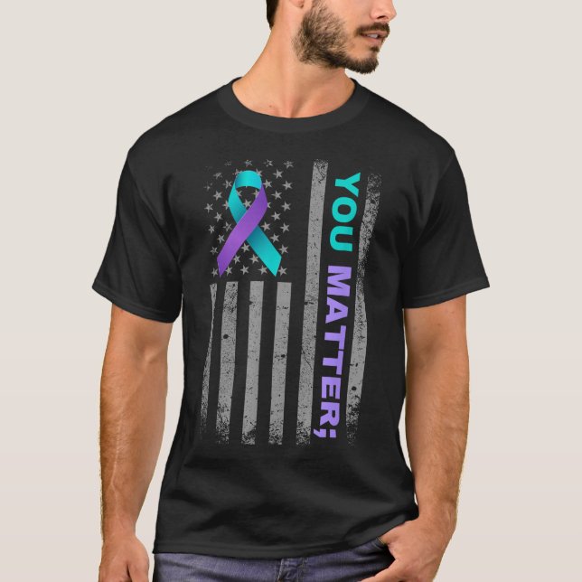 Camiseta You Suicide Prevention Awareness American Flag Rib (Frente)