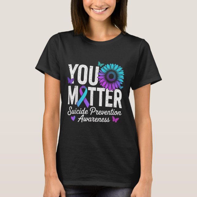 Camiseta You Suicide Prevention Awareness Teal &amp; Purple (Frente)