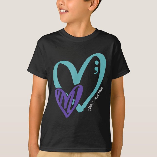Camiseta You Suicide Prevention Awareness Teal Purple Heart (Frente)