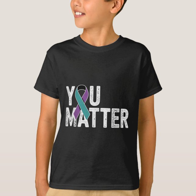 Camiseta You Suicide Prevention Teal Purple Awareness Ribbo (Frente)