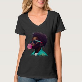 Camiseta Young Black Boy Joy Bubble Gum Fun African Melanin