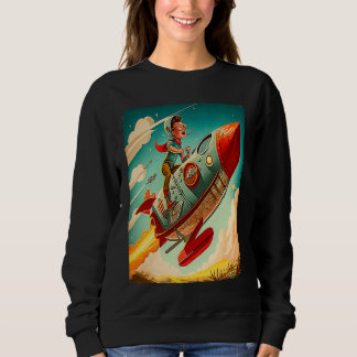 Camiseta Young Boy Pilot Riding Rocket Race Space Old Imagi