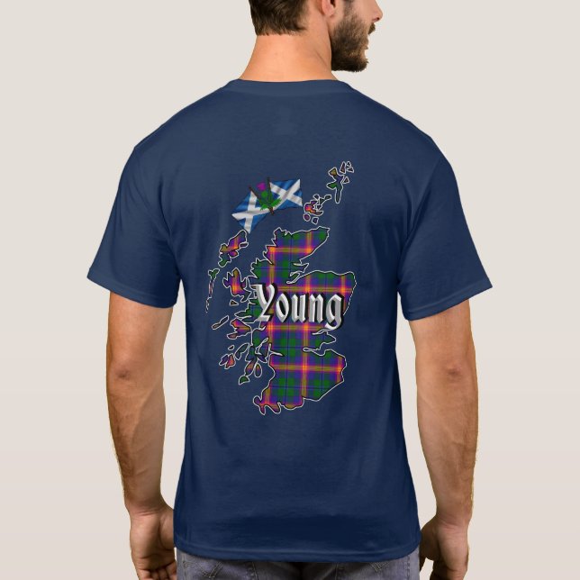Camiseta Young Clan Crachá & Tartan Map of Scotland T Shirt (Verso)