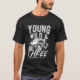 Camiseta YOUNG WILL TRÊS Caminhão Monstro aniversário de 3 