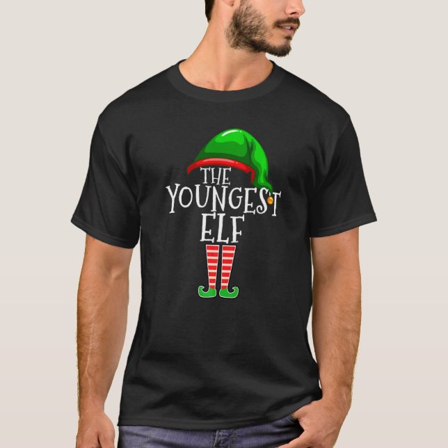 Camiseta Youngest Elf  Family Matching Group Christmas (Frente)