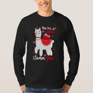 Camiseta You're A Whole Llama Fun Valentine Llama Flowers F