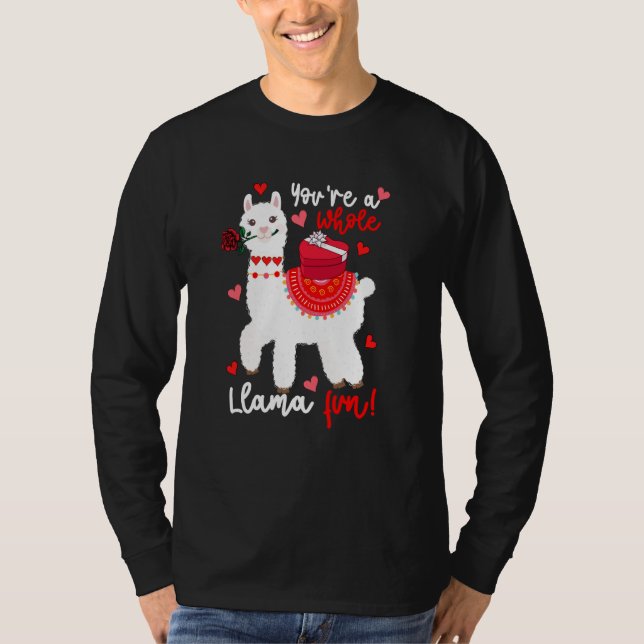 Camiseta You're A Whole Llama Fun Valentine Llama Flowers F (Frente)