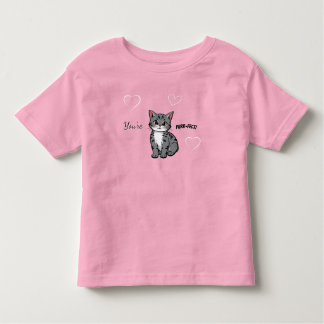 Camiseta You're Purr-fect Animated Cat and Hearts Pink