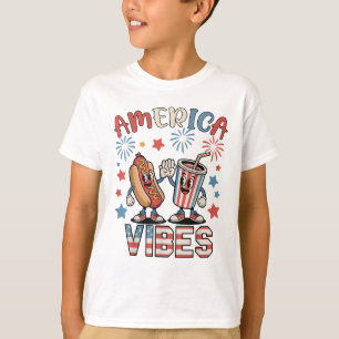 Camiseta Youth America Vibes Hotdog 4 de julho Boy Toddler