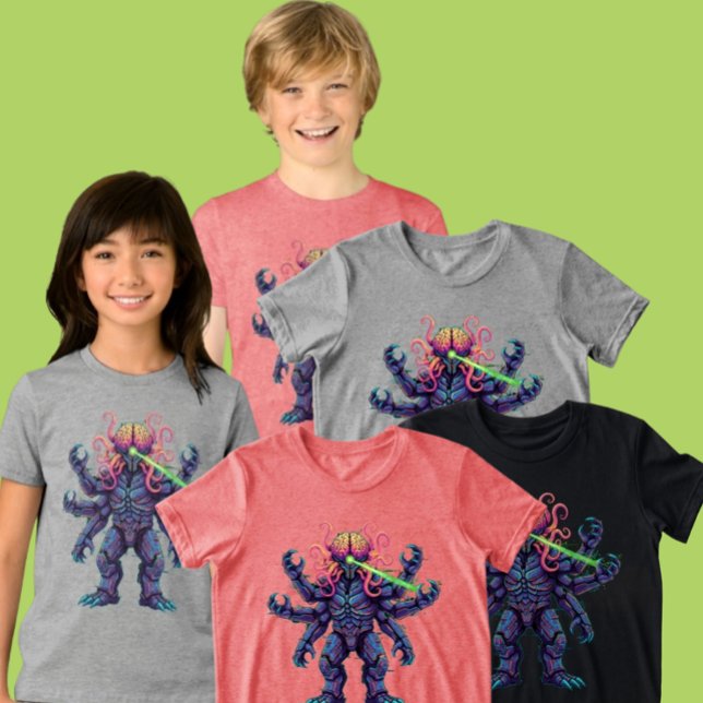 Camiseta Youth Psychedelic Brain Monster Ray Clothing Item (Criador carregado)