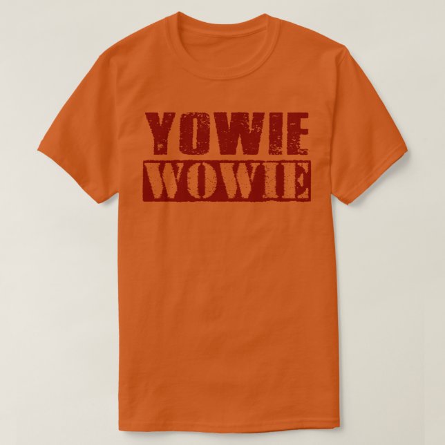 Camiseta Yowie Wowie Vintage Maroon Text (Frente do Design)